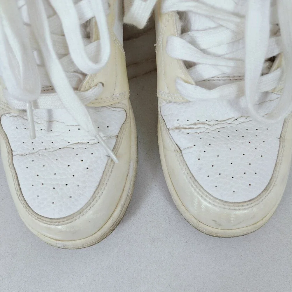 Nike Kids' Air Jordan 1 Retro Phat Mid White Cream Basketball Sneakers, 5.5Y